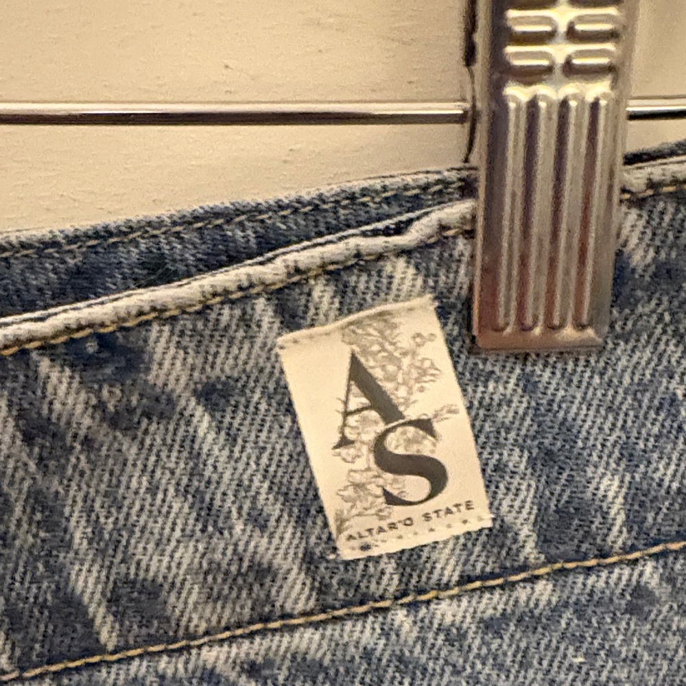 Altar'd State Blue Denim Wrap Short Skort with Side Tie Zipper Front SZ M - Picture 3 of 11
